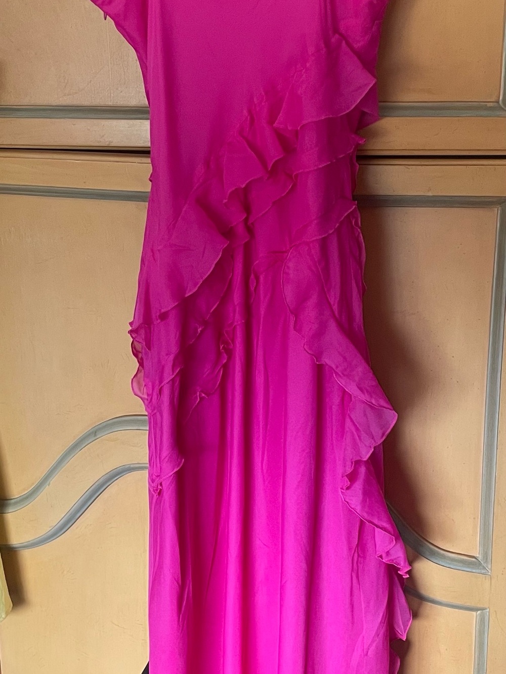 Abercrombie & Fitch Hot Pink Ruffle V-Neck Dress